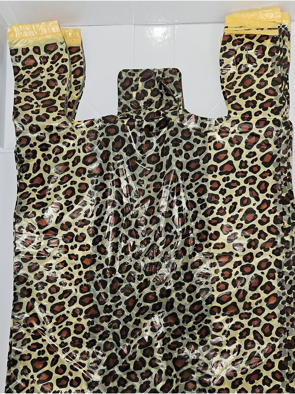 Leopard Print Plastic T-Shirt Bags 50 Qty